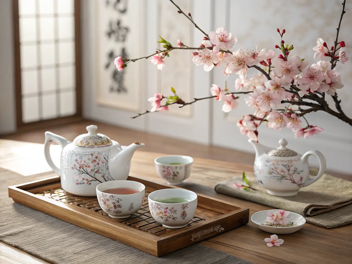 A cozy tea setup with a variety of tea leaves and brewing equipment, representing the Standard Membership benefits.